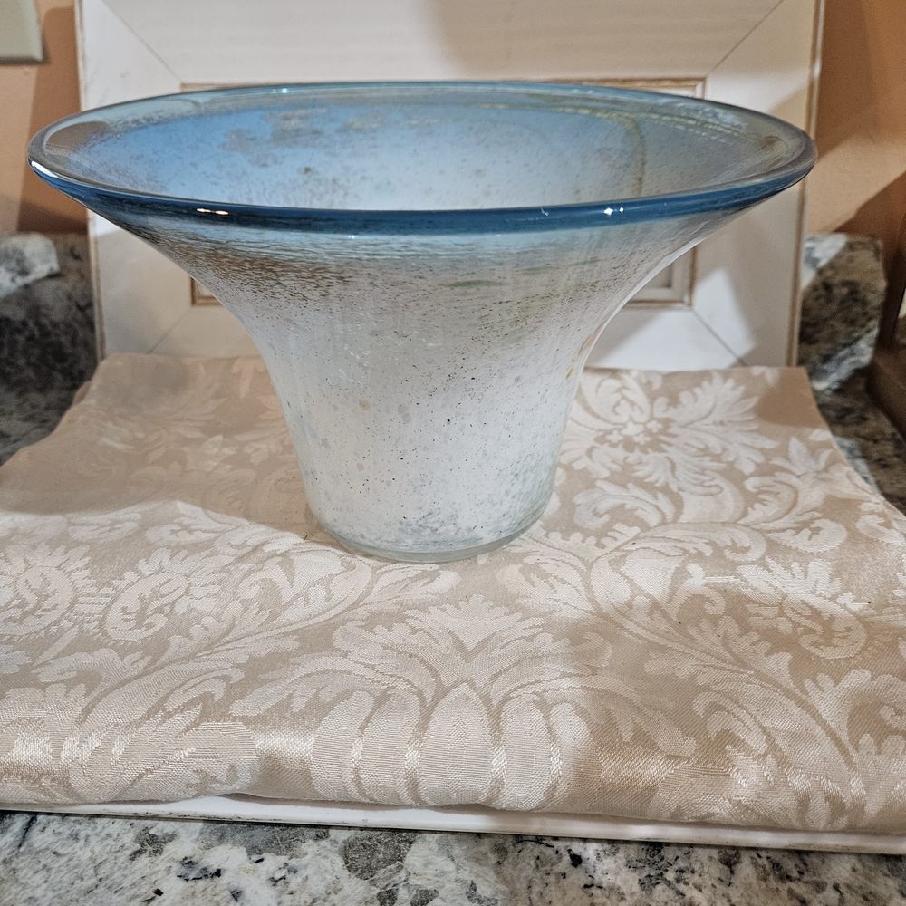 Blue And White Swirl Vase Or Decorative Bowl